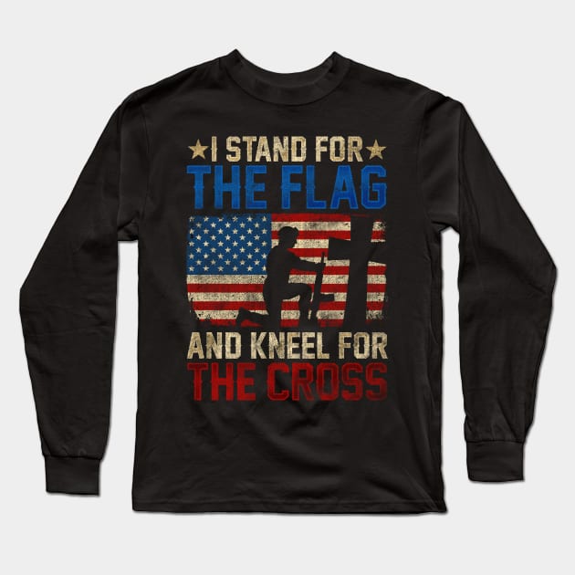 I Stand For The Flag And Kneel For The Cross design Veteran Long Sleeve T-Shirt by biNutz